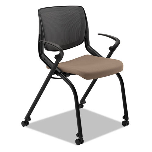 Motivate Nesting-stacking Flex-back Chair, Morel Seat-black Back, Black Base
