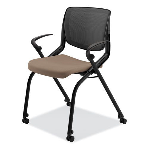 Motivate Nesting-stacking Flex-back Chair, Morel Seat-black Back, Black Base