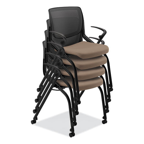 Motivate Nesting-stacking Flex-back Chair, Morel Seat-black Back, Black Base