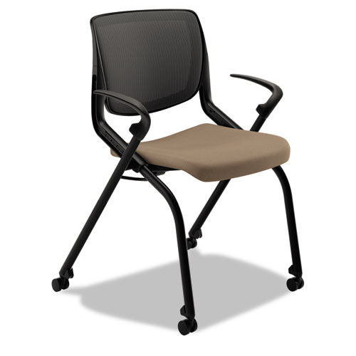 Motivate Nesting-stacking Flex-back Chair, Morel Seat-black Back, Black Base