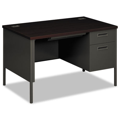 Metro Classic Right Pedestal Desk, 48w X 30d X 29.5h, Mahogany-charcoal