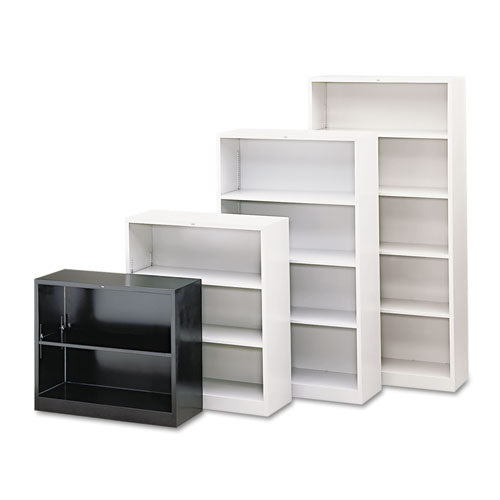 Metal Bookcase, Three-shelf, 34-1-2w X 12-5-8d X 41h, Putty
