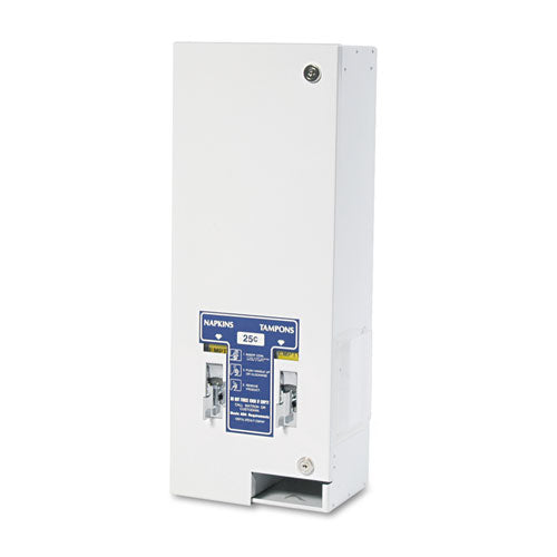 Dual Sanitary Napkin-tampon Dispenser, Coin, 11 1-8 X 7 5-8 X 26 3-8, White