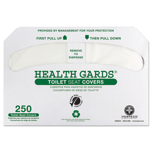 Health Gards Green Seal Recycled Toilet Seat Covers, 14.75 X 16.5, White, 250-pack, 4 Packs-carton