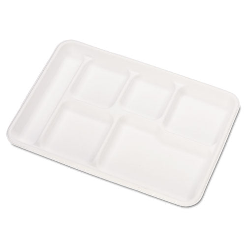 Heavy-weight Molded Fiber Cafeteria Trays, 6-comp, 8 1-2 X 12 1-2, 500-carton