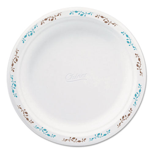 Molded Fiber Dinnerware, Plate, 10 1-2"dia, Wh, Vines, 125-pack, 4 Packs-carton