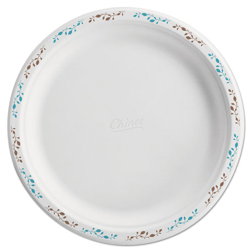Molded Fiber Dinnerware, Plate, 10 1-2"dia, Wh, Vines, 125-pack, 4 Packs-carton