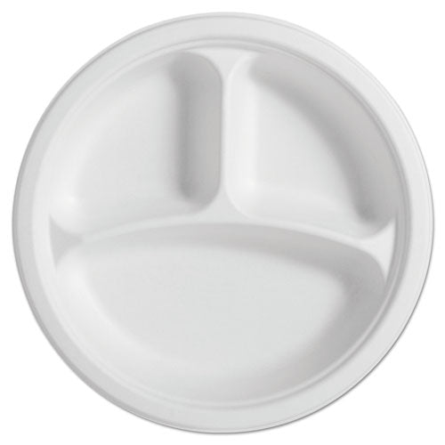 Paperpro Naturals Fiber Round Plates, 3-comp, 10 1-4", Natural, 125-pk, 4 Pk-ct