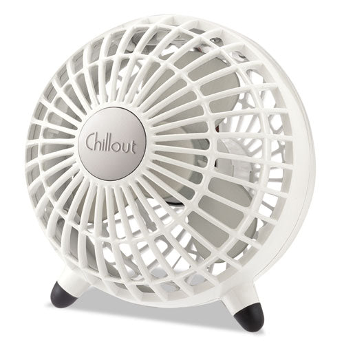 Chillout Usb-ac Adapter Personal Fan, White, 6"diameter, 1 Speed