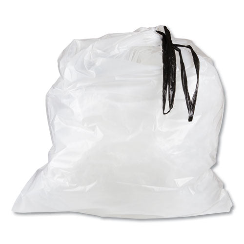 Draw-tuff Institutional Draw-tape Can Liners, 12 Gal, 0.7 Mil, 28" X 24", White, 300-carton