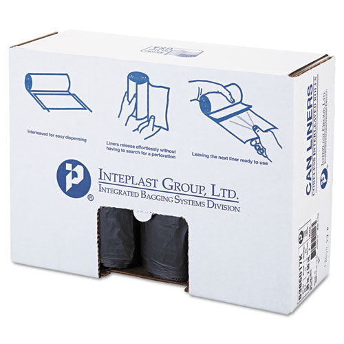 High-density Interleaved Commercial Can Liners, 60 Gal, 17 Microns, 38" X 60", Black, 200-carton