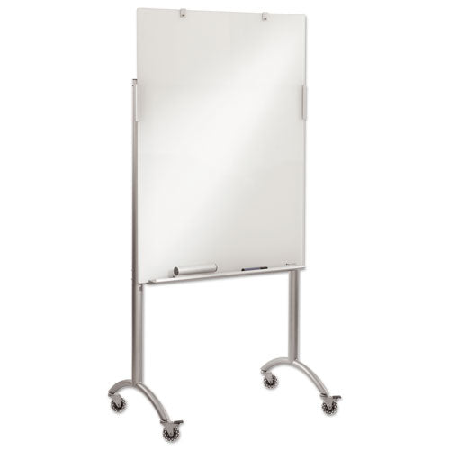Clarity Glass Mobile Presentation Easel, 36 X 48 X 72, Glass-steel