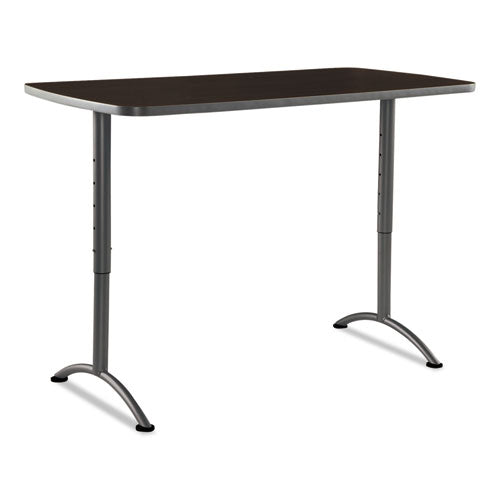 Arc Sit-to-stand Tables, Rectangular Top, 30w X 60d X 30-42h, Walnut-gray