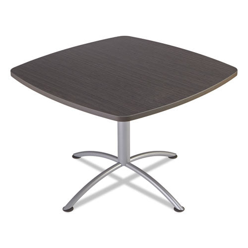 Iland Table, Contour, Square Seated Style, 42" X 42" X 29", Gray Walnut-silver