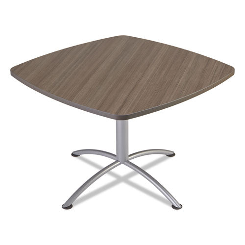 Iland Table, Contour, Square Seated Style, 42" X 42" X 29", Natural Teak-silver