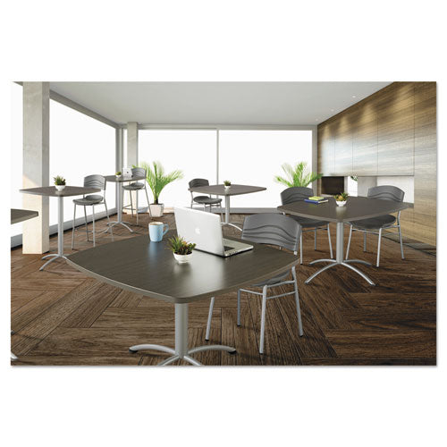 Iland Table, Contour, Square Bistro Style, 36" X 36" X 42", Natural Teak-silver