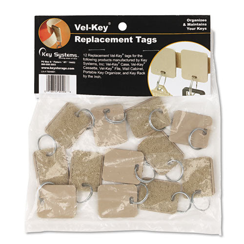 Extra Blank Hook & Loop Tags, Security-backed, 1 1-8 X 1, Beige, 12-pack
