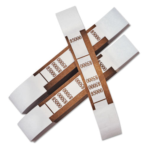 Color-coded Kraft Currency Straps, $50 Bill, $5000, Self-adhesive, 1000-pack