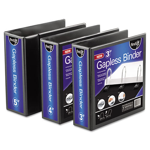 Gapless Loop Ring View Binder, 3 Rings, 5" Capacity, 11 X 8.5, Black