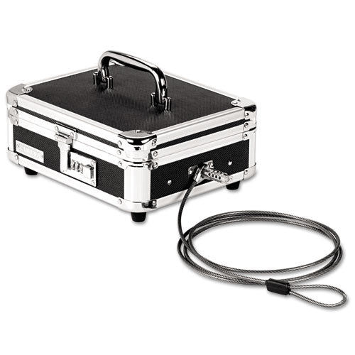 Plastic & Steel Cash Box W-tumbler Lock, Black & Chrome
