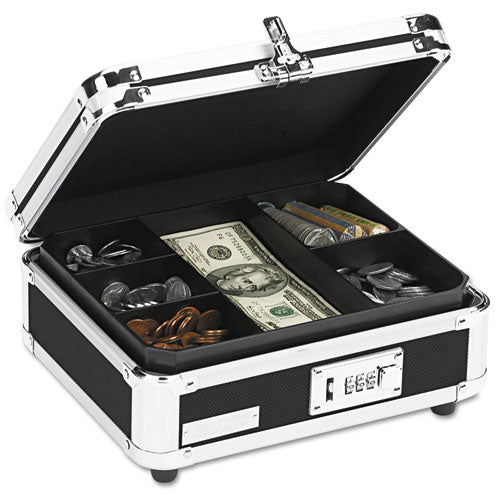 Plastic & Steel Cash Box W-tumbler Lock, Black & Chrome