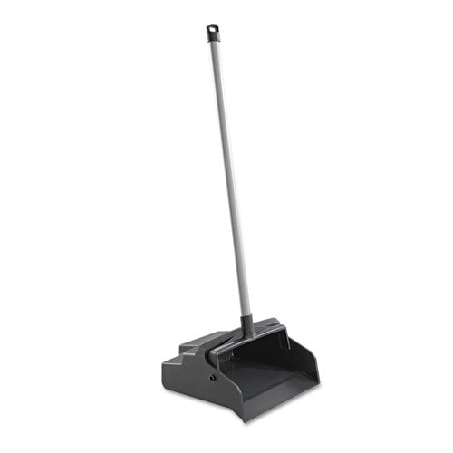 Lobbymaster Plastic Dust Pan, 12w X 37h, Black Pan-white Handle