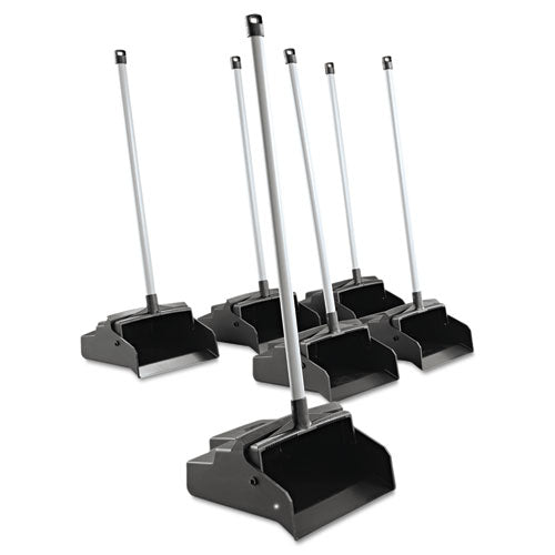 Lobbymaster Plastic Dust Pan, 12w X 37h, Black Pan-white Handle