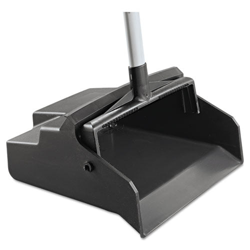 Lobbymaster Plastic Dust Pan, 12w X 37h, Black Pan-white Handle