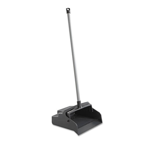 Lobbymaster Plastic Dust Pan, 12w X 37h, Black Pan-white Handle