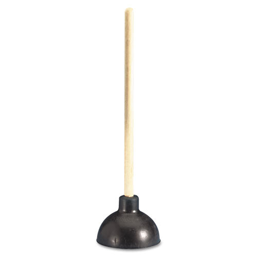 Toilet-drain Plunger, 20" Wood Handle, 6" Dia