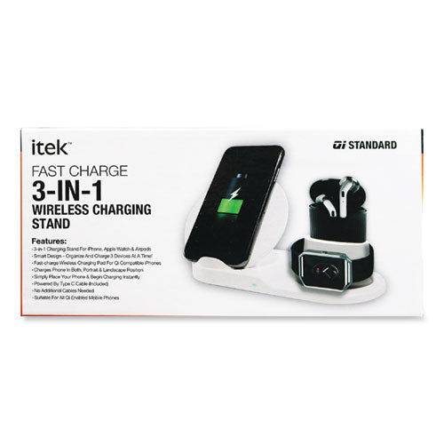 3-in-1 Qi Wireless Charging Stand, Usb-c Cable, Black