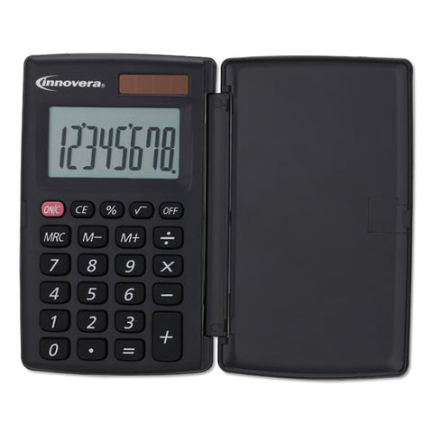 15921 Pocket Calculator With Hard Shell Flip Cover, 8-digit, Lcd