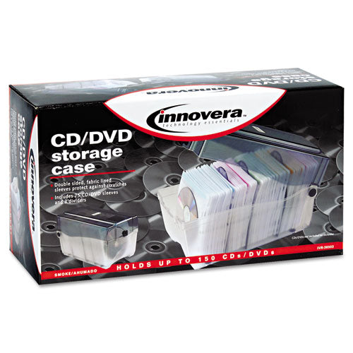 Cd-dvd Storage Case, Holds 150 Discs, Clear-smoke