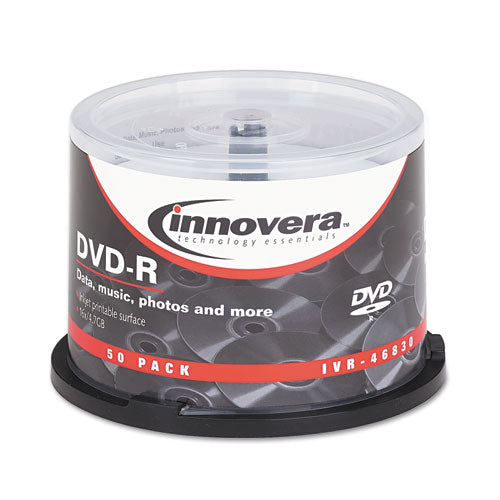Dvd-r Discs, Hub Printable, 4.7gb, 16x, Spindle, Matte White, 50-pack