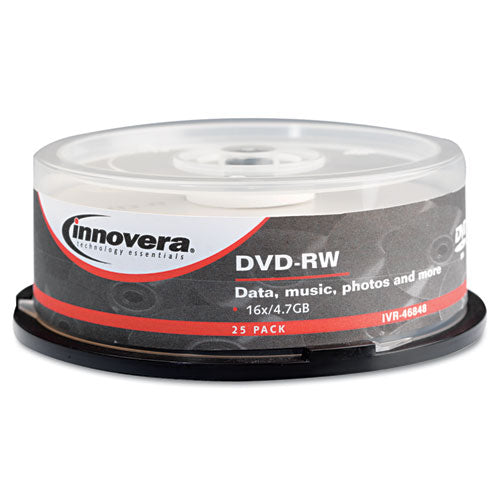 Dvd-rw Discs, 4.7gb, 4x, Spindle, Silver, 25-pack