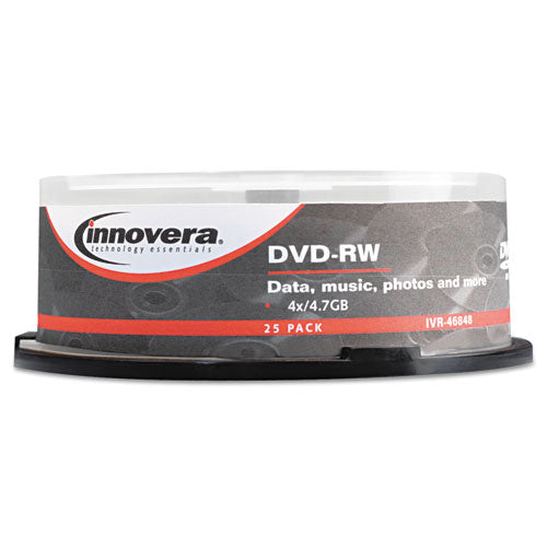 Dvd-rw Discs, 4.7gb, 4x, Spindle, Silver, 25-pack