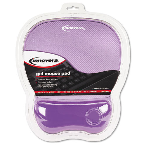 Gel Mouse Pad W-wrist Rest, Nonskid Base, 8-1-4 X 9-5-8, Purple