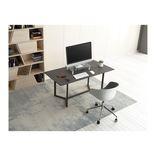 Adjustable Tempered Glass Monitor Riser, 15 3-4 X 9 1-2 X 3 1-2, Clear-silver