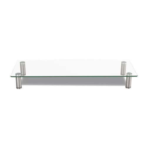Adjustable Tempered Glass Monitor Riser, 22 3-4 X 8 1-4 X 3 1-2, Clear-silver