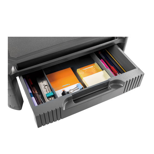 Large Monitor Stand With Cable Management And Drawer, 18 3-8" X 13 5-8" X 5"