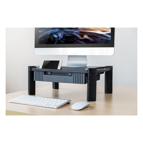 Large Monitor Stand With Cable Management And Drawer, 18 3-8" X 13 5-8" X 5"