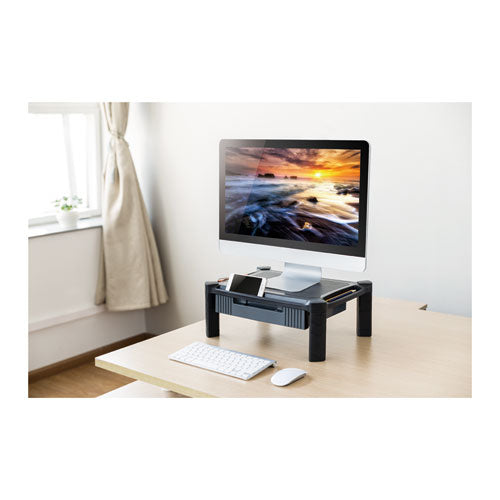 Large Monitor Stand With Cable Management And Drawer, 18 3-8" X 13 5-8" X 5"