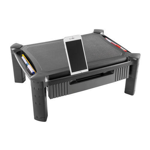 Large Monitor Stand With Cable Management And Drawer, 18 3-8" X 13 5-8" X 5"