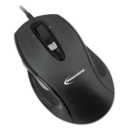 Full-size Wired Optical Mouse, Usb 2.0, Right Hand Use, Black