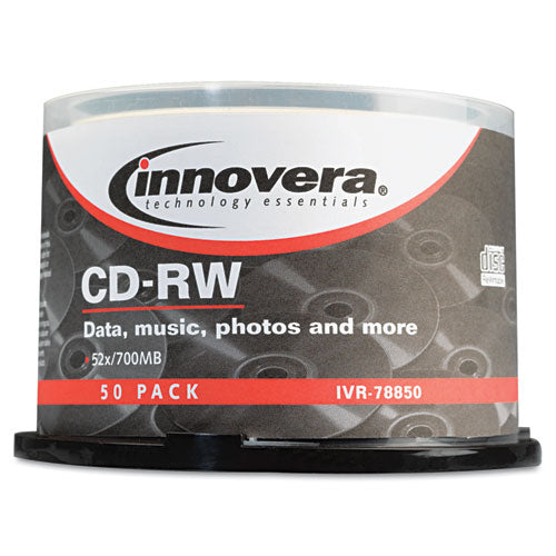 Cd-rw Discs, Rewritable, 700mb-80min, 12x, Spindle, Silver, 50-pack