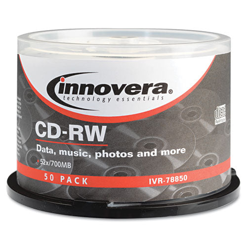 Cd-rw Discs, Rewritable, 700mb-80min, 12x, Spindle, Silver, 50-pack