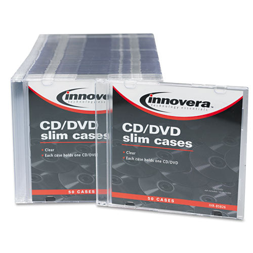 Cd-dvd Slim Jewel Cases, Clear-black, 50-pack