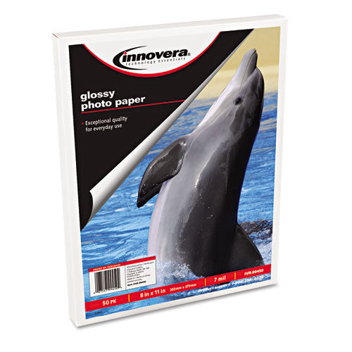 Glossy Photo Paper, 7 Mil, 8.5 X 11, Glossy White, 100-pack
