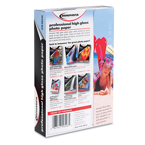 High-gloss Photo Paper, 10 Mil, 4 X 6, High-gloss White, 100-pack