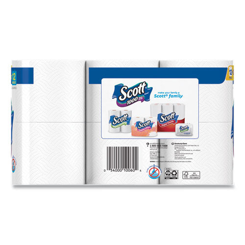 Toilet Paper, Septic Safe, 1-ply, White, 1000 Sheets-roll, 12 Rolls-pack, 4 Pack-carton